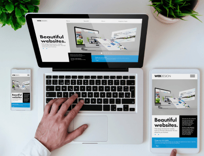 Modern website design on a laptop